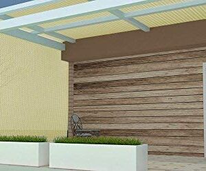 Shatex 90% Sun Shade Fabric, 8x16ft Sun-Block Net Mesh Shade with Clips for Pergola Cover Porch Vertical Screen, Beige