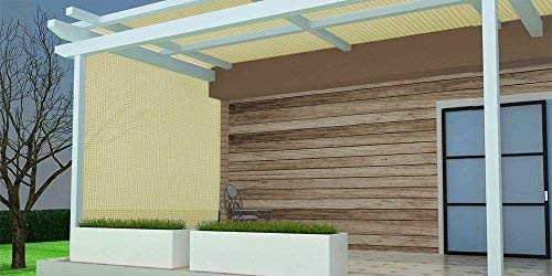 Shatex 90% Sun Shade Fabric, 8x16ft Sun-Block Net Mesh Shade with Clips for Pergola Cover Porch Vertical Screen, Beige