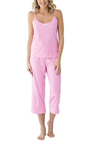 PajamaGram Womens Pajama Sets - Summer Pajamas For Women, Pink Polka Dot, LG