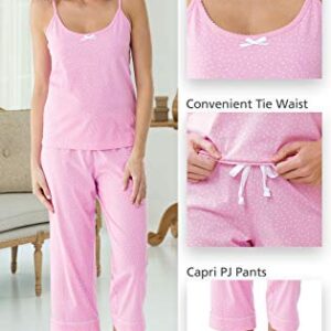 PajamaGram Womens Pajama Sets - Summer Pajamas For Women, Pink Polka Dot, LG