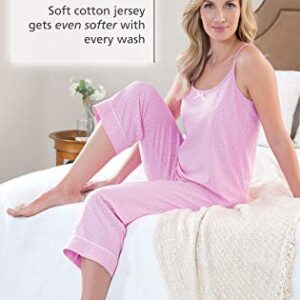 PajamaGram Womens Pajama Sets - Summer Pajamas For Women, Pink Polka Dot, LG