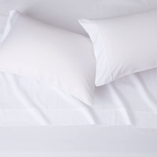 Amazon Basics Lightweight Super Soft Easy Care Microfiber 4-Piece Bed Sheet Set with 14-Inch Deep Pockets, Full, Bright White, Solid