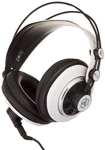 AKG M220 Pro Stylist Professional Large Diaphragm DJ Semi-Open High Definition Over-Ear Studio Headphones - White