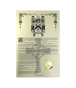 boveda coat of arms, family crest and name history - celebration scroll 11x17 portrait - spain origin