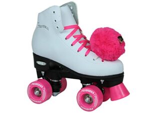 epic skates pink princess girls quad roller skates, white, youth 3,pnkpncs03
