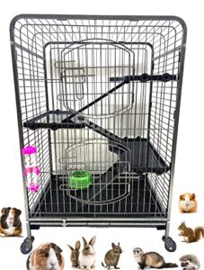 large 37-inch 4-levels metal ferret guinea pig cage 2 large front doors small animal hutch for squirrel rabbit chinchilla large size rat hedgehog cat indoor outdoor use