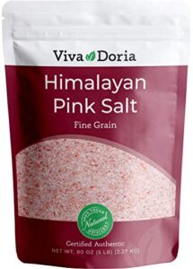 viva doria himalayan pink salt, fine grain, certified authentic, 5 lb (2.27 kg)