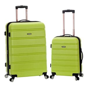 rockland melbourne hardside expandable spinner wheel luggage, lime, 2-piece set (20/28)