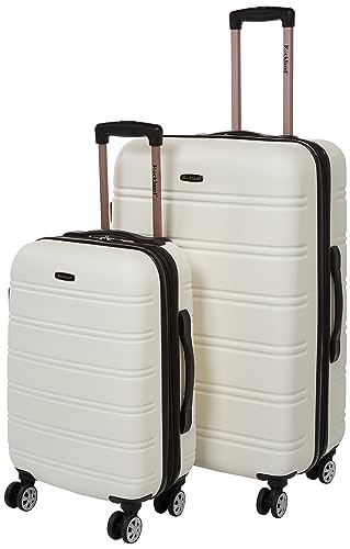 Rockland Melbourne Hardside Expandable Spinner Wheel Luggage, White, 2-Piece Set (20/28)