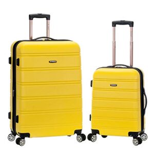 rockland melbourne hardside expandable spinner wheel luggage, yellow, 2-piece set (20/28)