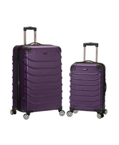 rockland speciale hardside 2-piece expandable spinner luggage set, purple, (20/28)