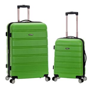 rockland melbourne hardside expandable spinner wheel luggage, green, 2-piece set (20/28)