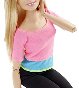 Barbie Made to Move Posable Doll in Pink Color-Blocked Top and Yoga Leggings, Flexible with Blonde Hair (Amazon Exclusive)