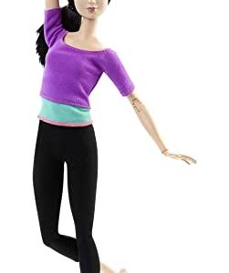 Barbie Made to Move Posable Doll in Purple Color-Blocked Top and Yoga Leggings, Flexible with Black Hair