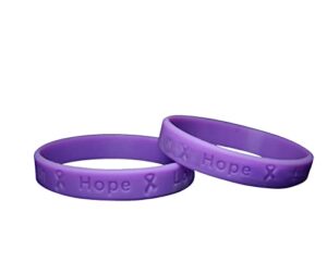 purple ribbon wholesale pack silicone bracelets/wristbands for alzheimer’s, domestic violence, epilepsy, pancreatic cancer, lupus, crohn’s disease awareness – perfect for support groups and fundraisers - 1 bracelet