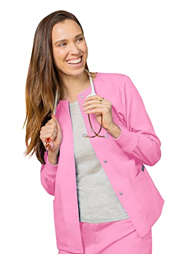 Adar Universal Scrubs for Women - Round Neck Warm-Up Scrub Jacket - 602 - Sherbet - XL