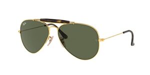 ray-ban rb3029 outdoorsman ii aviator sunglasses, gold/g-15 green, 62 mm
