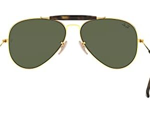 Ray-Ban RB3029 Outdoorsman II Aviator Sunglasses, Gold/G-15 Green, 62 mm