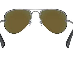 Ray-Ban RB3449 Aviator Sunglasses, Gunmetal/Light Green Mirrored Blue, 59 mm