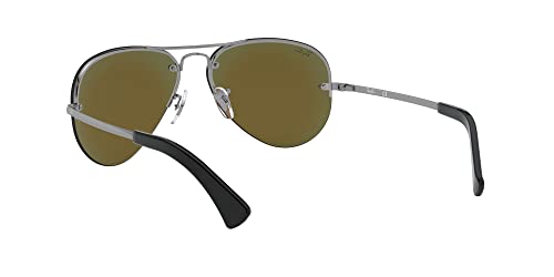 Ray-Ban RB3449 Aviator Sunglasses, Gunmetal/Light Green Mirrored Blue, 59 mm