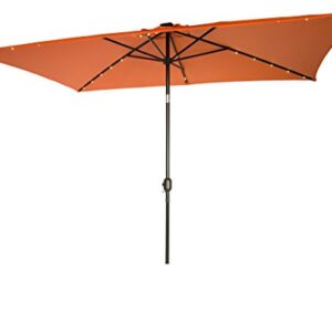 Trademark Innovations Rectangular Solar Powered LED Lighted Patio Umbrella - 10' x 6.5' (Orange)
