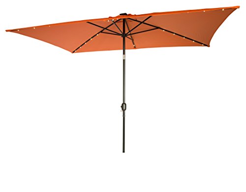 Trademark Innovations Rectangular Solar Powered LED Lighted Patio Umbrella - 10' x 6.5' (Orange)