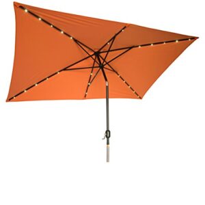 Trademark Innovations Rectangular Solar Powered LED Lighted Patio Umbrella - 10' x 6.5' (Orange)
