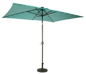 trademark innovations rectangular solar powered led lighted patio umbrella - 10' x 6.5' (teal)