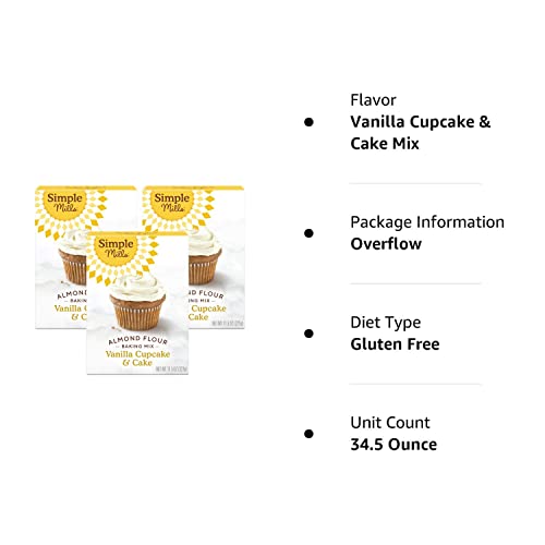 Almond Flour Baking Mix, Vanilla Cupcake & Cake Mix - Gluten Free, Plant Based, Paleo Friendly, 11.5 Ounce (Pack of 3)