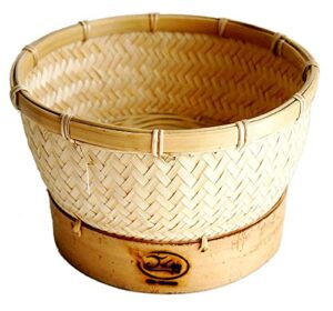 exotic art dine inner sticky rice steamer cooking bamboo basket for insert in rice cooker (basket diameter 7").