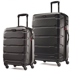 samsonite omni pc hardside expandable luggage with spinner wheels, black, 2-piece set (20/28)