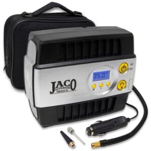 jaco smartpro 12v tire inflator air compressor - portable automatic digital tire pump (max 100 psi, 12-volt dc)