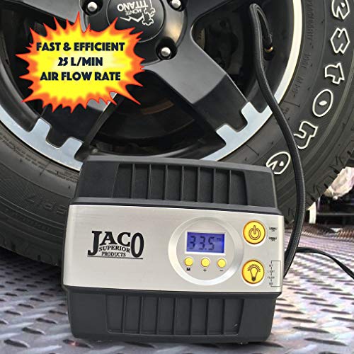 JACO SmartPro 12V Tire Inflator Air Compressor - Portable Automatic Digital Tire Pump (Max 100 PSI, 12-volt DC)