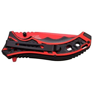 MTECH USA MT-A907RD Spring Assist Folding Knife, Red Straight Edge Blade, Red & Black Handle, 4.75" Closed