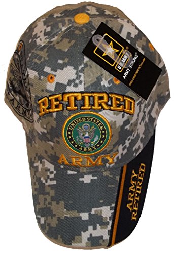 Retired Army Camo w/ Seal Embroidered Baseball Cap Hat USA US Military Licensed