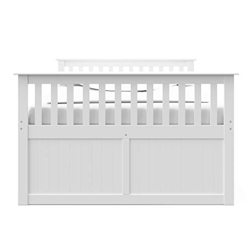 Storkcraft Marco Island Full Captain's Bed Full Twin Sized with Trundle, Bunk Bed Alternative, Great for Sleepovers, Underbed Storage/Organization, White