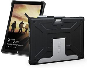urban armor gear uag designed for microsoft surface pro 7 plus, pro 7, pro 6, pro 5th gen (2017) (lte), pro 4 feather-light rugged [black] aluminum stand military drop tested case