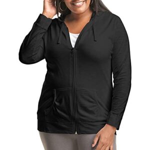 just my size slub-cotton full-zip lightweight women's fashion hoodies, black, 3x us