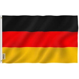 anley fly breeze 3x5 foot germany flag - vivid color and fade proof - canvas header and double stitched - german flags polyester with brass grommets 3 x 5 ft
