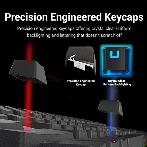 Redragon K551 Mechanical Gaming Keyboard RGB LED Rainbow Backlit Wired Keyboard with Red Switches for Windows Gaming PC (104 Keys, Black)