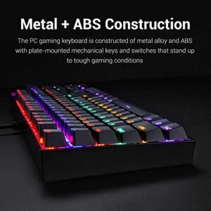 Redragon K551 Mechanical Gaming Keyboard RGB LED Rainbow Backlit Wired Keyboard with Red Switches for Windows Gaming PC (104 Keys, Black)