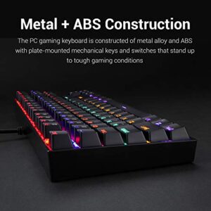 Redragon K552 Mechanical Gaming Keyboard 87 Key Rainbow LED Backlit Wired with Anti-Dust Proof Switches for Windows PC (Black Keyboard, Red Switches)