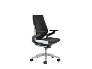 steelcase gesture office chair - cogent: connect licorice fabric, wrapped back, light on light frame, platinum metallic base