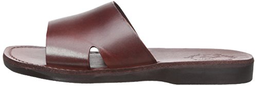 Bashan - Leather Wide Strap Slide Sandal - Brown