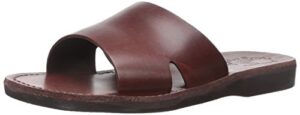 bashan - leather wide strap slide sandal - brown