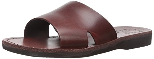 Bashan - Leather Wide Strap Slide Sandal - Brown