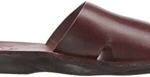 Bashan - Leather Wide Strap Slide Sandal - Brown