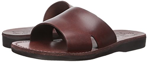 Bashan - Leather Wide Strap Slide Sandal - Brown