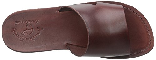 Bashan - Leather Wide Strap Slide Sandal - Brown