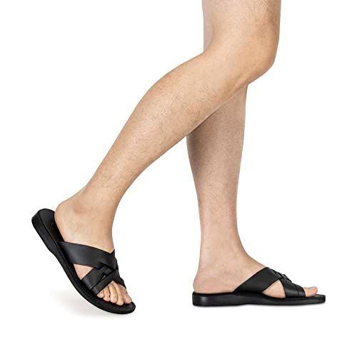 Jerusalem Sandals Jesse - Leather Woven Strap Sandal - Black
